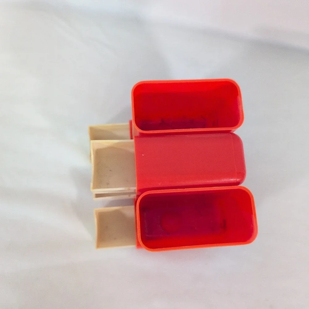Vintage Atomic Red Desk Caddy - Pencil Holder Organizer - Mod 70s 4 Drawers